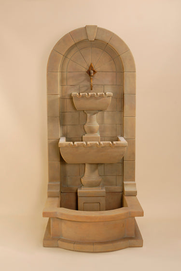 Monterosso Wall Outdoor Cast Stone Garden Fountain with Pond โ Roman-Inspired Elegance for Timeless Outdoor Style